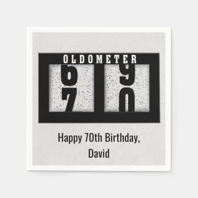 Serviette En Papier 70th Birthday Black Odometer (Devant)