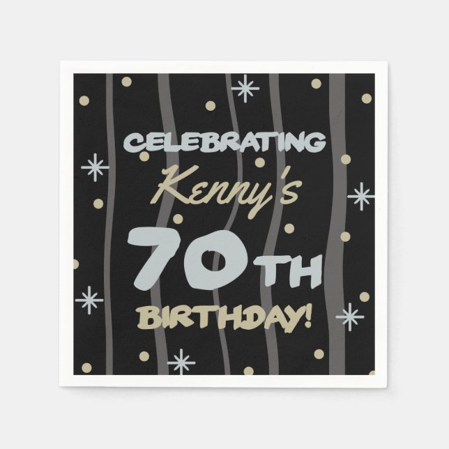 Serviette En Papier 70th Birthday Party Ajouter votre nom (Devant)
