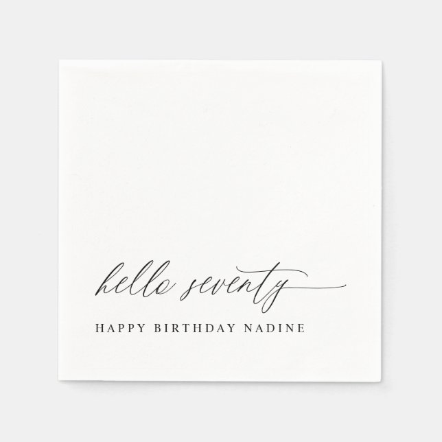 Serviette En Papier 70th Birthday Party Hello 70 Modern Milestone (Devant)