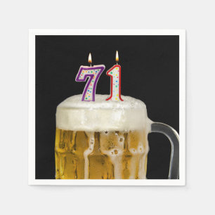 Serviette En Papier 71e Anniversaire Bière en noir