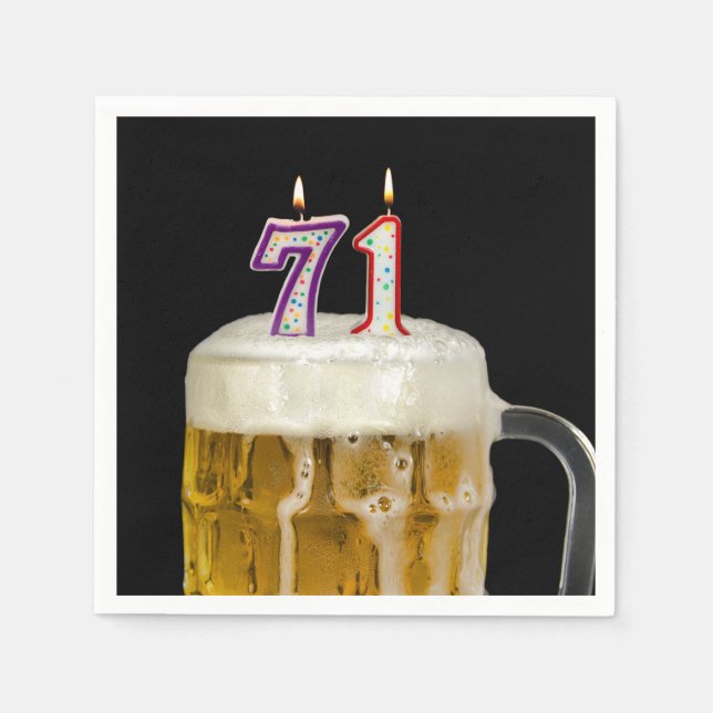 Serviette En Papier 71e Anniversaire Bière en noir (Devant)