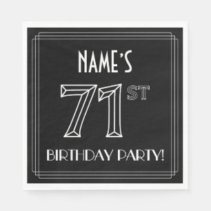 Serviette En Papier 71e fête d'anniversaire : Style Art Déco + Nom per