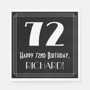Serviette En Papier 72e anniversaire ~ Art Déco Inspiré "72", Nom