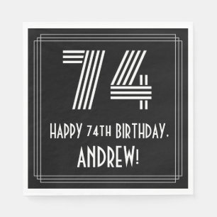 Serviette En Papier 74e anniversaire : Art Déco Inspiré Look "74" + No