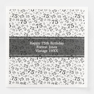 Serviette En Papier 75e anniversaire Cool Numéro Motif noir/blanc