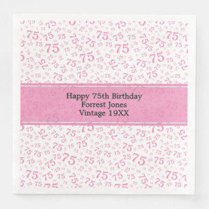 Serviette En Papier 75e anniversaire Cool Numéro Motif rose/blanc