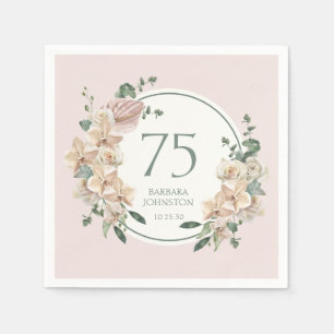 Serviette En Papier 75e Anniversaire Floral Tropical