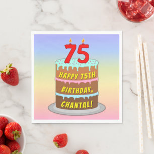 Serviette En Papier 75e anniversaire : Fun Cake and Candles + Nom pers