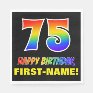 Serviette En Papier 75e anniversaire : Gras, amusant, simple, Rainbow 