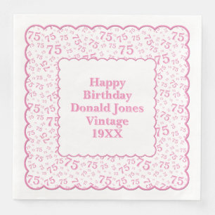 Serviette En Papier 75e anniversaire Nombre Motif pétoncles rose/blanc