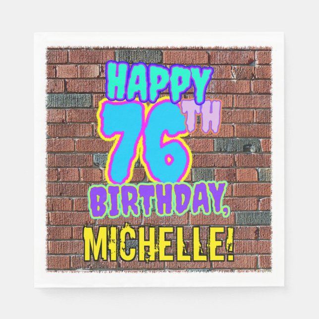 Serviette En Papier 76e anniversaire ~ Amusant, Graffiti urbain inspir (Devant)