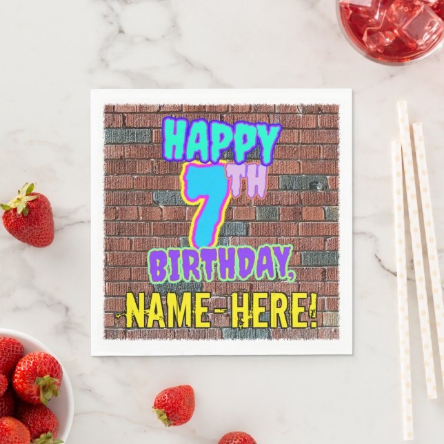 Serviette En Papier 7e anniversaire ~ Amusant, Graffiti urbain inspiré (En situation)
