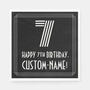 Serviette En Papier 7e anniversaire : Art Déco Inspiré Look "7" + Nom