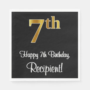 Serviette En Papier 7e anniversaire ~ Elégant luxe Faux Gold Look #