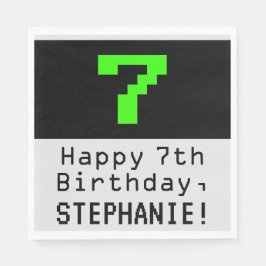 Serviette En Papier 7e anniversaire - Nerdy / Geeky Style "7" & Nom