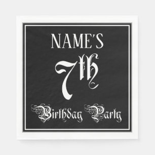 Serviette En Papier 7e fête d'anniversaire — Script fantaisie + Nom pe