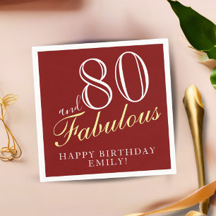 Serviette En Papier 80 ans et fabuleux Élégant écriture 80e anniversai