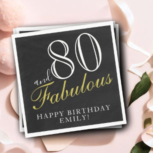 Serviette En Papier 80 et fabuleux élégant Script 80e anniversaire