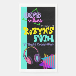 Serviette En Papier 80 ou 90 Thème Anniversaire Invitation