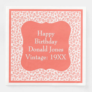 Serviette En Papier 80e anniversaire Coral/Blanc Motif du numéro de su