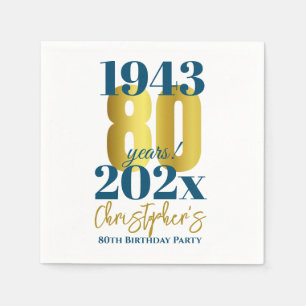 Serviette En Papier 80e anniversaire de la typographie de fête Date