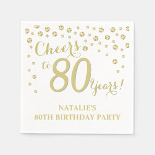 Serviette En Papier 80e anniversaire de mariage White and Gold Diamond