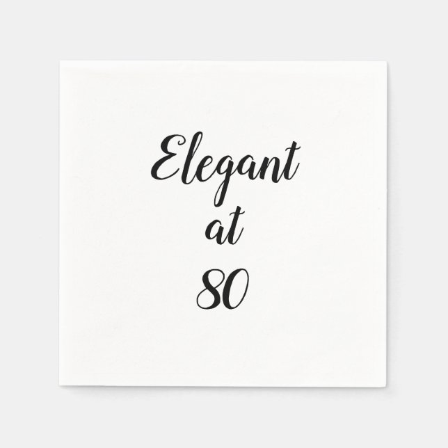 Serviette En Papier 80e anniversaire Elégant à 80 (Devant)