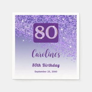 Serviette En Papier 80e anniversaire jolie Parties scintillant violett