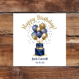 Serviette En Papier 80e anniversaire Marine Blue Balloon Cake