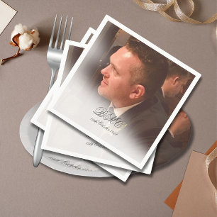 Serviette En Papier 80e anniversaire masculin Photo simple et élégante