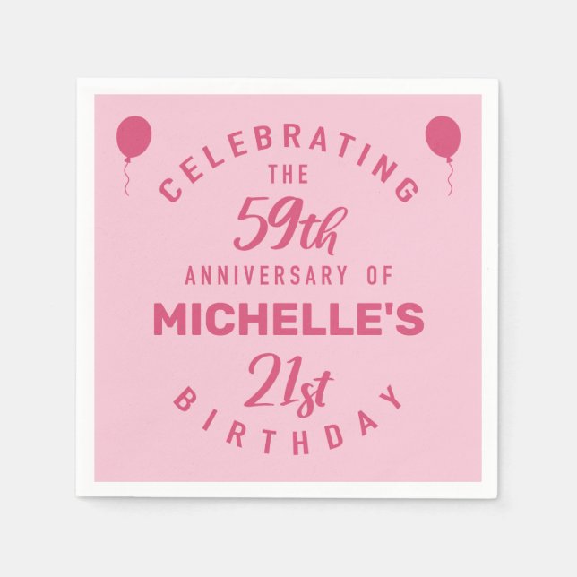 Serviette En Papier 80e anniversaire mignon Personnalisé (Devant)