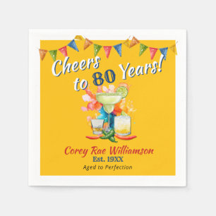 Serviette En Papier 80e anniversaire Moderne Fiesta À 80 ans