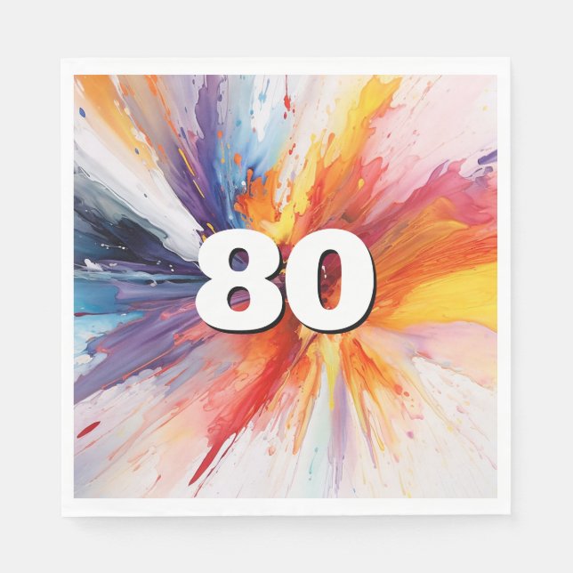 Serviette En Papier 80e anniversaire Paint Blast Napkins (Devant)