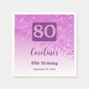 Serviette En Papier 80e anniversaire Pretty Pink Parties scintillant s