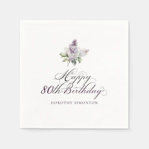 Serviette En Papier 80e anniversaire Purple Lilac Spring Flower Cockta