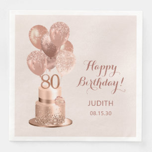 Serviette En Papier 80e anniversaire Rose Gold Cake