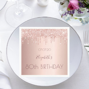 Serviette En Papier 80e anniversaire rose parties scintillant or 80 an