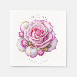 Serviette En Papier 80e Anniversaire Roses Roses et Diamants Étincelan