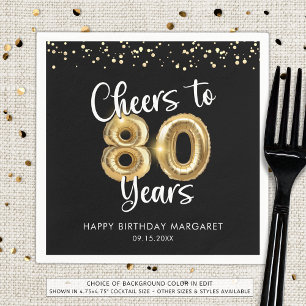 Serviette En Papier 80e anniversaire Soeurs à 80 ans Black Gold