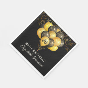 Serviette En Papier 80e anniversaire surprise Parties scintillant d'or