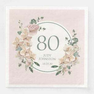 Serviette En Papier 80e anniversaire Tropical Floral