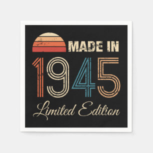Serviette En Papier 80e anniversaire Vintage 1945