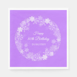 Serviette En Papier 80e Anniversaire Wonderland Snowflake Purple