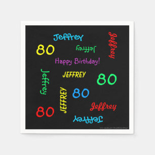 Serviette En Papier 80e fête d'anniversaire - Noms répétitifs, papier 