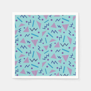 Serviette En Papier 80s 90s Memphis style géométrique bleu