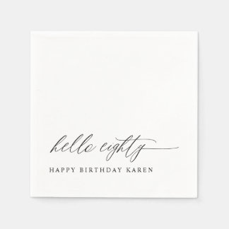 Serviette En Papier 80th Birthday Party Hello 80 Modern Milestone