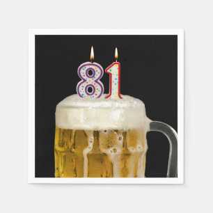 Serviette En Papier 81e Anniversaire Bière en noir