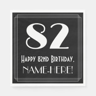 Serviette En Papier 82e anniversaire ~ Art Déco Inspiré Look "82", Nom