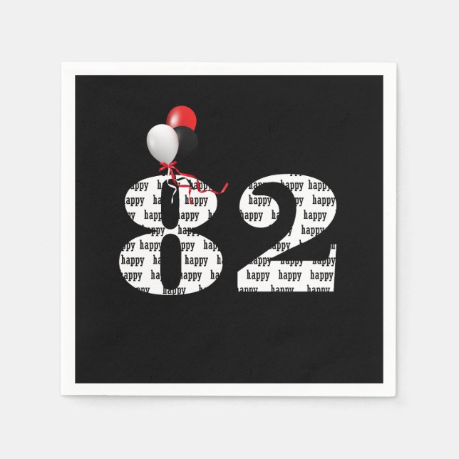 Serviette En Papier 82e ballon de fête d'anniversaire (Devant)