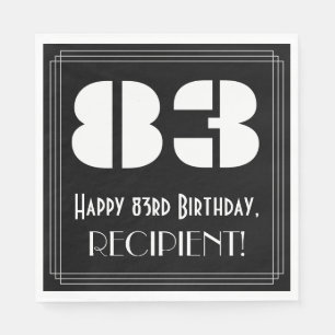 Serviette En Papier 83ème anniversaire : Art Déco Inspiré Look "83" + 